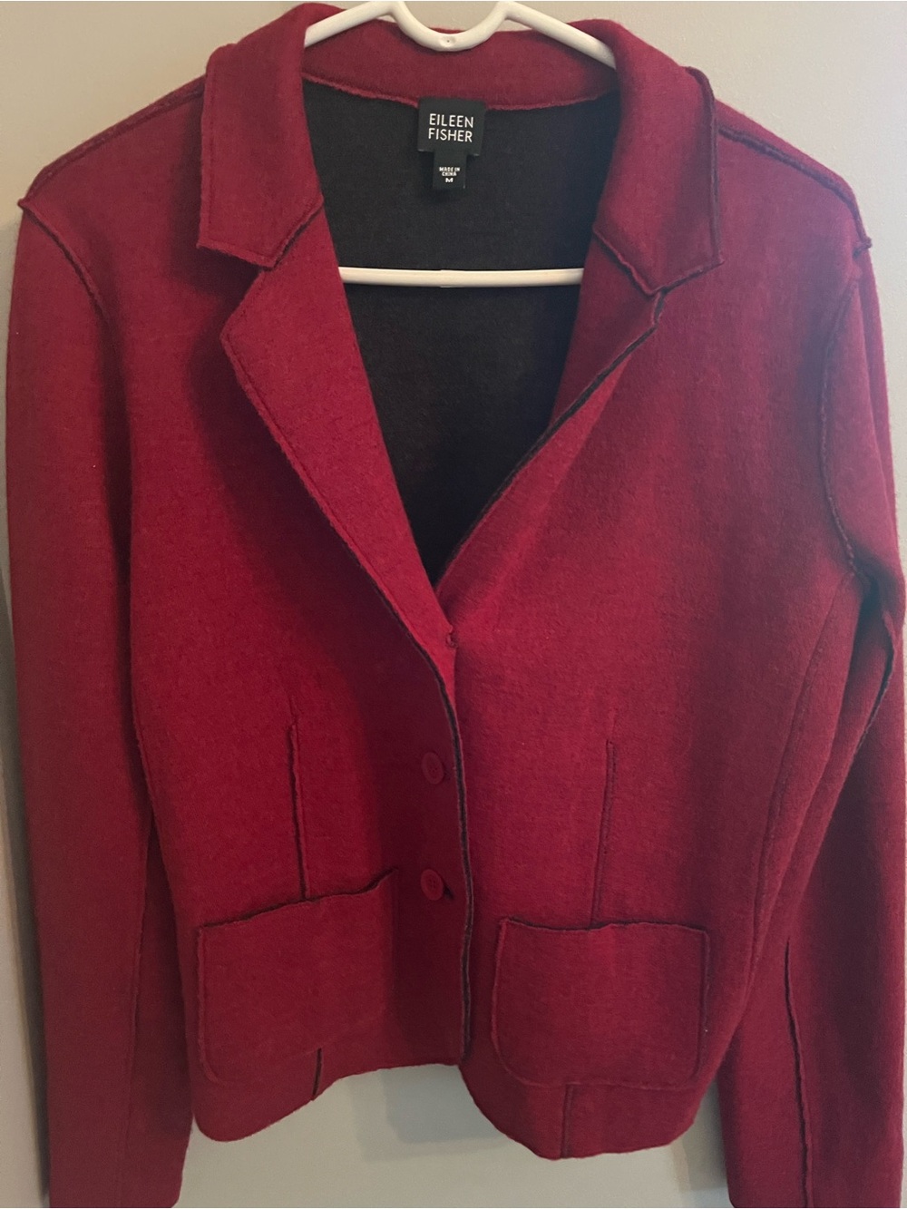 Eileen Fisher Deep Red Wool-Blend Blazer